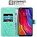 Custodia Compatibile Con Xiaomi 8 In Turchese Fiore - Coperchio Protettivo In Design Floreale Con Chiusura Magnetica, Funzione Stand E Slot Per Carte - Foto miniatura 3