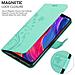 Custodia Compatibile Con Xiaomi 8 In Turchese Fiore - Coperchio Protettivo In Design Floreale Con Chiusura Magnetica, Funzione Stand E Slot Per Carte - Foto miniatura 5