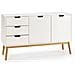 Credenza Baku 3 Cassetti E 2 Porte Bianco, Pino Massiccio, 140 Cm Larghezza - Foto miniatura 1