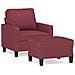 Poltrona Con Poggiapiedi Rosso Vino 60 Cm In Tessuto - Foto miniatura 2