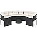 Divano Giardino Con Tavolo E Cuscini Circolare Nero Polyrattan - Foto miniatura 3