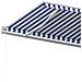 Tenda Da Sole Retrattile Manuale Con Pali 6x3m Blu E Bianca - Foto miniatura 6