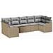 Set Divano da Giardino 7 Pezzi con Cuscini Beige Polyrattan, Divano da Giardino 2 Posti con Cuscini Beige Polyrattan - Foto miniatura 1
