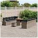 Set Divano Giardino 11 pezzi con Cuscini Rattan Grigio Acacia, Divano Giardino 2 posti con Ripostiglio e Cuscini Rattan Grigio, Set da Pranzo Giardino 3 pezzi con Cuscini Rattan Grigio Acacia - Foto miniatura 3