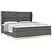 Letto Box Spring con Materasso Grigio Scuro 200x200 cm Tessuto - Foto miniatura 4