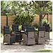 Set da Pranzo per Giardino 7 pcs Grigio Poly Rattan - Foto miniatura 2
