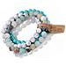 Set Di Braccialetti Di Perline In Pietra Vulcanica - Braccialetto Elastico Multicolore (3 Pezzi) - Foto miniatura 4