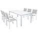 Set Tavolo Giardino Rettangolare Allungabile 200/300 X 100 Con 6 Poltrone In Alluminio Bianco Da Esterno - Foto miniatura 1