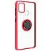 Cover Samsung Galaxy A21s Bimateriale Anello In Metallo Funzione Supporto Rosso - Foto miniatura 2