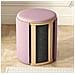 Pouf Contenitore Ecopelle Rosa Decoro Oro Poggiapiedi Seduta Imbottita 35x45cm - Foto miniatura 2