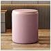 Pouf Contenitore Ecopelle Rosa Decoro Oro Poggiapiedi Seduta Imbottita 35x45cm - Foto miniatura 4
