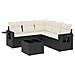 Set Divano Da Giardino 6 Pz Con Cuscini Nero In Polyrattan - Foto miniatura 2