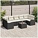 Set Divano da Giardino  8 Pezzi con Cuscini Nero Rattan Polietilene, Divano da Giardino  2 Posti con Cuscini Nero Rattan Polietilene - Foto miniatura 2