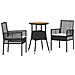 Set da Pranzo da Giardino 3 Pezzi Nero Polyrattan - Foto miniatura 1