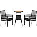 Set da Pranzo da Giardino 3 Pezzi Nero Polyrattan - Foto miniatura 7