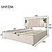 Letto Imbottito Con Luce E Usb Integrate, Design Vintage In Beige - Foto miniatura 2