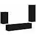 Set mobile TV Montaggio a parete 4 pcs Nero Legno multistrato - Foto miniatura 1