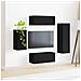 Set mobile TV Montaggio a parete 4 pcs Nero Legno multistrato - Foto miniatura 4