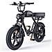 M1 Bici Elettrica Stile Moto, 25 km /h, Pneumatici Fat 20×4.0, Doppia Sospensione, Luci LED, Portata Massima 150kg, Nero - Foto miniatura 1