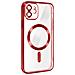 Cover Magsafe Per Iphone 12 Silicone Protezione Fotocamera Bordo Cromato Rosso - Foto miniatura 2