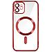 Cover Magsafe Per Iphone 12 Silicone Protezione Fotocamera Bordo Cromato Rosso - Foto miniatura 1