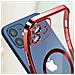 Cover Magsafe Per Iphone 12 Silicone Protezione Fotocamera Bordo Cromato Rosso - Foto miniatura 4