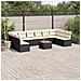 Set Divani da Giardino 11 pz con Cuscini in Polyrattan Nero - Foto miniatura 6