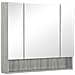 Armadietto con Specchio a 4 Sezioni con Ripiani Regolabili, in Legno e Vetro, 90x15x75 cm, Grigio - Foto miniatura 1