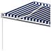 Lusso Casadino -  Tenda Da Sole Retrattile Automatica Con Pali 6x3 M Blu E Bianca - Foto miniatura 6