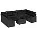 Set divani da giardino 10 pezzi con cuscini in polyrattan nero - Foto miniatura 1