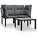 Set Salotto da Giardino 3 pz Nero e Grigio in Polyrattan - Foto miniatura 1