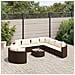 Set Divani da Giardino 10pz con Cuscini in Polyrattan Marrone - Foto miniatura 2