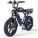 M1 Bici Elettrica Stile Moto, 25 km /h, Pneumatici Fat 20×4.0, Batteria Doppia 48V 15,6+13Ah, Doppia Sospensione, Luci LED, Portata Massima 150kg, Blu - Foto miniatura 1