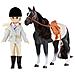 Bambola Set Con Il Cavallo - Doll Pony - Biondi Capelli E Occhi Azzurri E Pony Con Criniera Nera - Foto miniatura 1