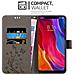 Custodia Compatibile Con Xiaomi 8 In Grigio Fiore - Coperchio Protettivo In Design Floreale Con Chiusura Magnetica, Funzione Stand E Slot Per Carte - Foto miniatura 3