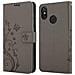 Custodia Compatibile Con Xiaomi 8 In Grigio Fiore - Coperchio Protettivo In Design Floreale Con Chiusura Magnetica, Funzione Stand E Slot Per Carte - Foto miniatura 8