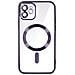 Cover Magsafe Per Iphone 12 Silicone Protezione Fotocamera Bordo Cromato Viola - Foto miniatura 1