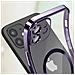 Cover Magsafe Per Iphone 12 Silicone Protezione Fotocamera Bordo Cromato Viola - Foto miniatura 5