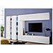 Parete Attrezzata Carmelo, Set Salotto Porta Tv A 5 Ante, Mobile Soggiorno Multiuso, 100% Made In Italy, Cm 340x30h180, Bianco Lucido - Foto miniatura 1