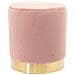 Pouf Poggiapiedi In Velluto Rosa Struttura In Legno 31x31x38 Cm Base Dorata Metallo - Foto miniatura 1
