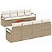 Set divano da giardino a 9 pezzi con cuscini beige in rattan sintetico acetato, Divano da giardino a 2 posti con cuscini beige in rattan sintetico - Foto miniatura 1