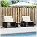 Lettini Prendisole 2 pz con Tavolino Nero in Polyrattan - Foto miniatura 4