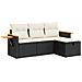 Set Divani da Giardino 4 pz con Cuscini Nero in Polyrattan - Foto miniatura 1