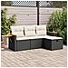 Set Divani da Giardino 4 pz con Cuscini Nero in Polyrattan - Foto miniatura 2
