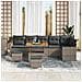 Set Divano da Giardino con cuscino 9 pcs Grigio Poly Rattan - Foto miniatura 3