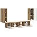 Set mobile TV 4 pcs Rovere artigianale Legno multistrato - Foto miniatura 3