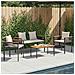 Set di Mobili da Esterno 4 pcs Nero e Bianco Crema Rattan in PE - Foto miniatura 2