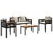 Set di Mobili da Esterno 4 pcs Nero e Bianco Crema Rattan in PE - Foto miniatura 3