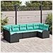 Set Divano da Giardino 7 pcs Nero e Turchese polyrattan - Foto miniatura 2