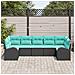 Set Divano da Giardino 7 pcs Nero e Turchese polyrattan - Foto miniatura 3